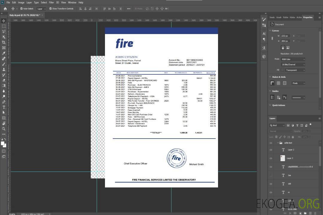 Irlande Fire Financial Services Limited mot template